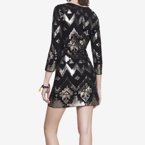 Express’ Black Sequin Mini Dress, Size Medium - Picture 2 of 9
